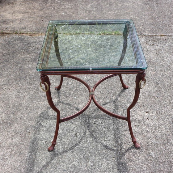 Image 1 of Tavolino da caffè francese d'epoca in ferro e vetro - Tavolino da cocktail - Tavolino da salotto - Anni '80