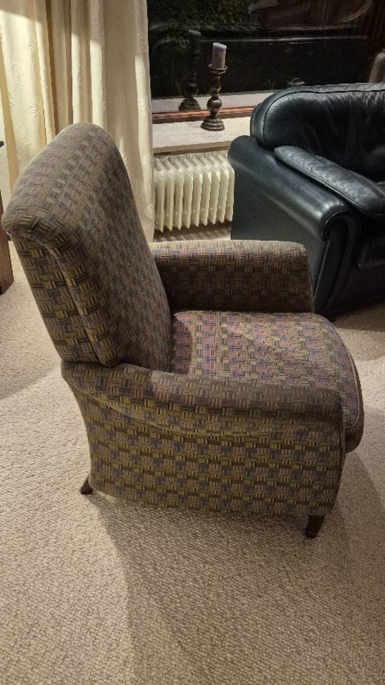 Vintage Designer Wingback Armchair with Oak Legs – Koekoek, Textile (photo 14 of 21)