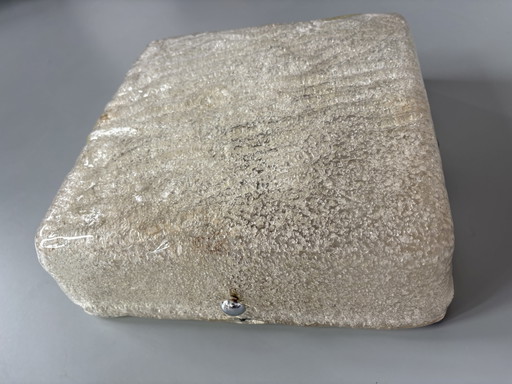 Große Vintage-Deckenleuchte aus Eisglas