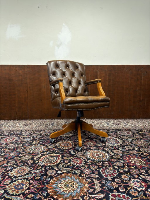 Sedia da ufficio Chesterfield inglese President Chair Marrone scuro