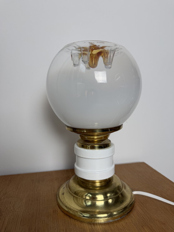 Vintage Mazzega Murano Glass Table Lamp 1970s Space Age / Mid-Century Modern, Iron, Gold (photo 11 of 15)