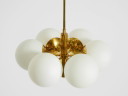 Beautiful 1960s Kaiser Leuchten brass ceiling lamp with 6 opal glass shades