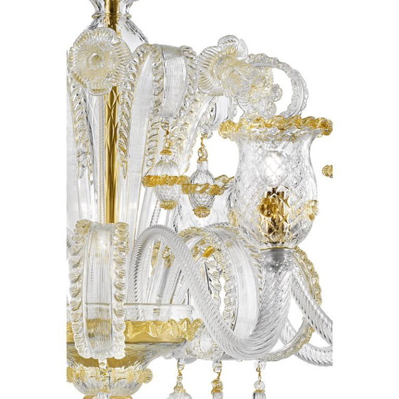 Image 1 of Prunkvoller Rigadin-Kronleuchter aus Muranoglas mit edlem Goldbesatz