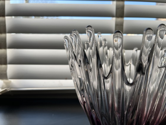 Image 1 of Murano vintage vaas aubergine en helder glas