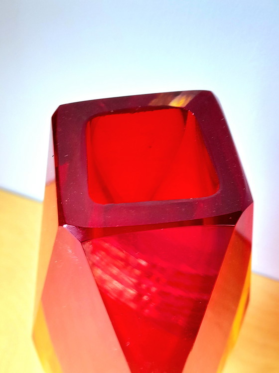 Image 1 of Sommerso prism vase, Flavio Poli, Murano 1970