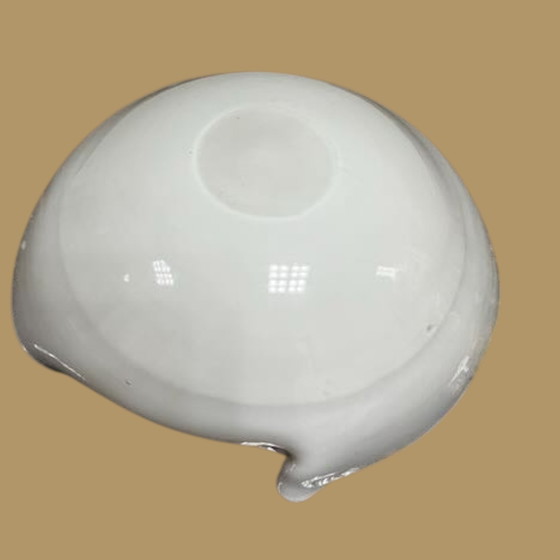 Image 1 of Trouvaille unique : bol en verre vintage jaune rayé