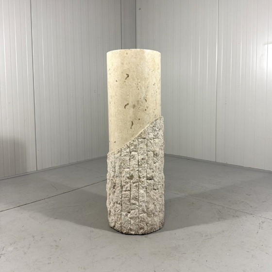 Image 1 of Travertijn Mactan Stenen Zuilen & Vaas 1980's