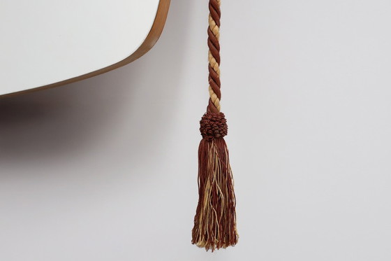 Image 1 of Specchio vintage a forma di triangolo organico con retro in legno, Belgio anni '60