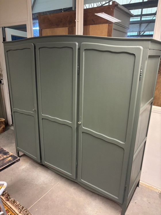 Vintage Brocante Wardrobe, Wood, Green (photo 3 of 11)