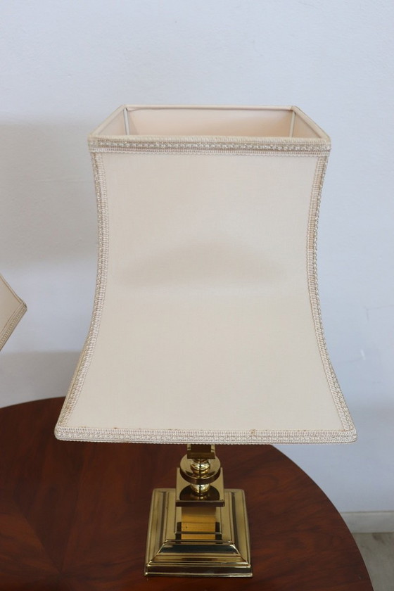 Image 1 of Golden Bedside Table Lamps, Italy 1970s, Set of 2