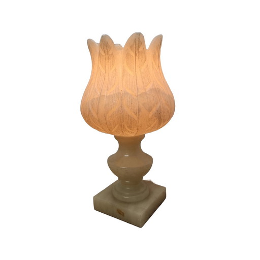 Vintage Large Alabaster Tulip Lamp