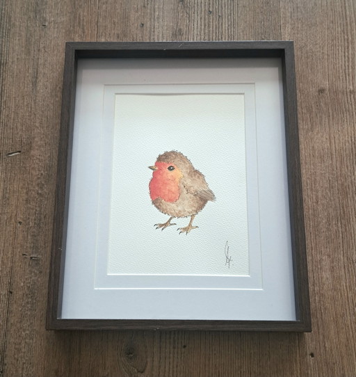 Original Watercolor Painting Robin | Includes Frame – schilderijen tekeningen, Paper