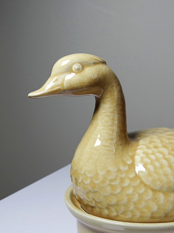 Image 1 of Small vintage GEO terrine from the 1950s-60s, beige earthenware duck