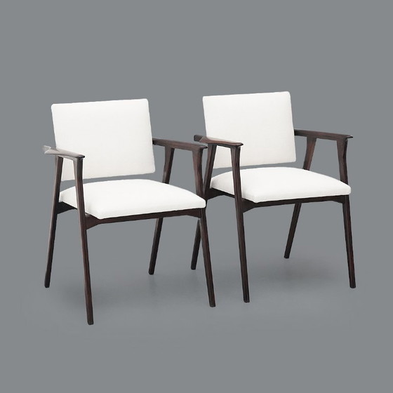 Image 1 of Coppia di poltrone con braccioli in legno, anni '50