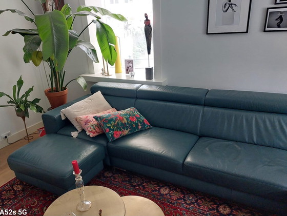 Image 1 of Divano Montel Lounge in pelle con sgabello