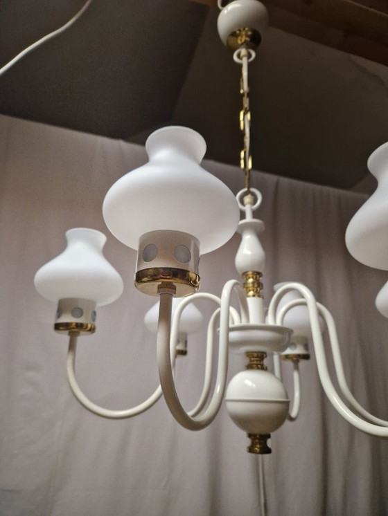 Image 1 of Rare Mid-Century Czech Lighting Set – 6-Arm Chandelier + Wall Lamp by Drukov, 1960s