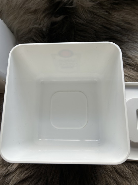 Image 1 of White square ice bucket with the iconic, vintage Virgin Vodka logo - Richard Branson