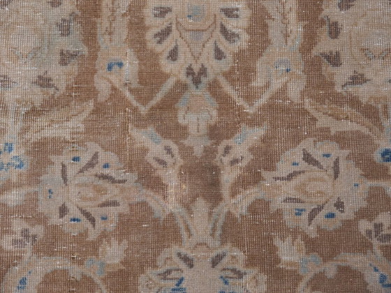 Image 1 of Vintage Ziegler Tabriz rug, brown and blue, 400 x 276 cm, for living room and dining room.