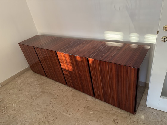 Image 1 of Monumental Rosewood Sideboard Zebrawood Lacquered Mid-Century Design 1970
