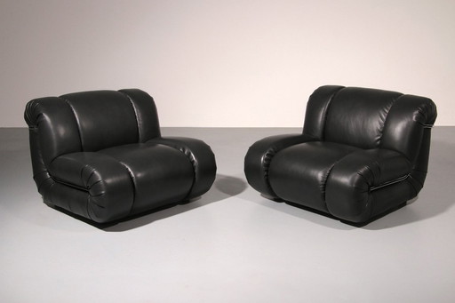 Mimo Padova Black Leader Modulaire Lounge chairs "Velasquez" - 1970