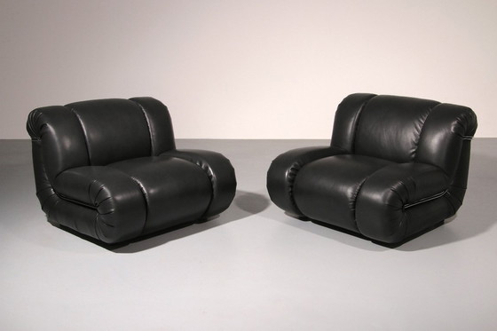Image 1 of Mimo Padova Black Leader Modulaire Lounge chairs "Velasquez" - 1970