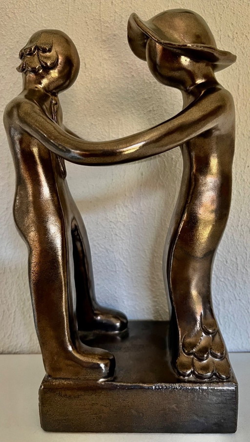 Ceramic Bridal Couple, bronzed, the Commitment.