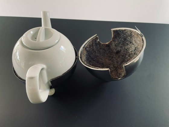 Image 1 of Servizio da tè/caffè vintage – ceramica e acciaio inossidabile – 3 pezzi