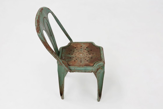 Image 1 of Set of 4 Vintage Green Model A Chairs from Tolix, France, 1950s