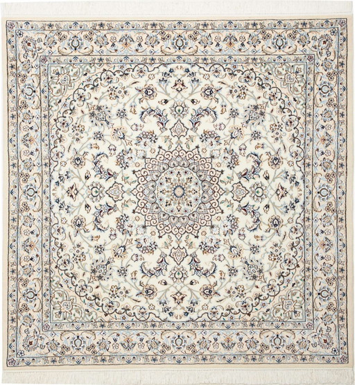 Elegante alfombra persa anudada a mano, tamaño Nain 9 Lah, 146 x 145 cm – N.º 466245-01 