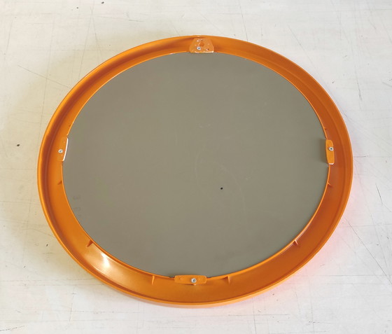 Image 1 of Round Orange Plastic Mirror - 1970s
