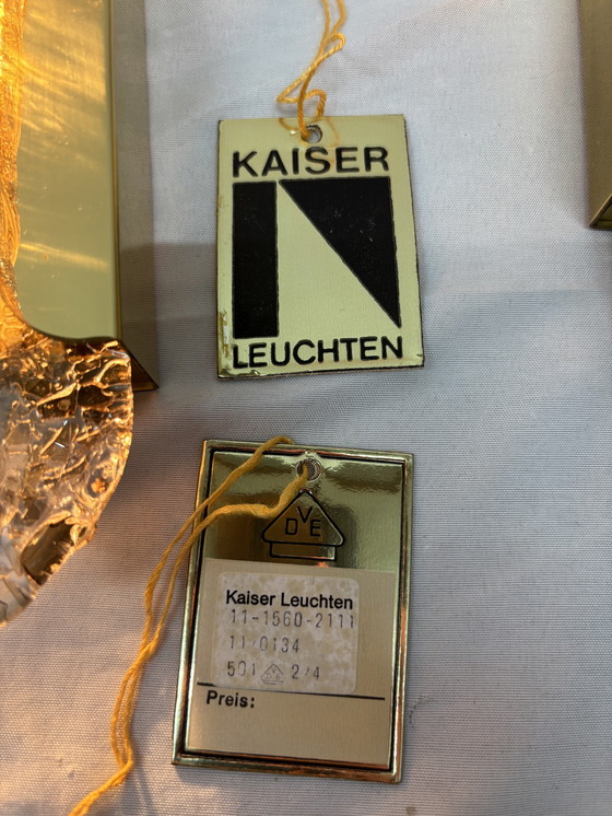 Image 1 of Ensemble vintage de lampes murales en verre de Murano et laiton Kaiser Leuchten