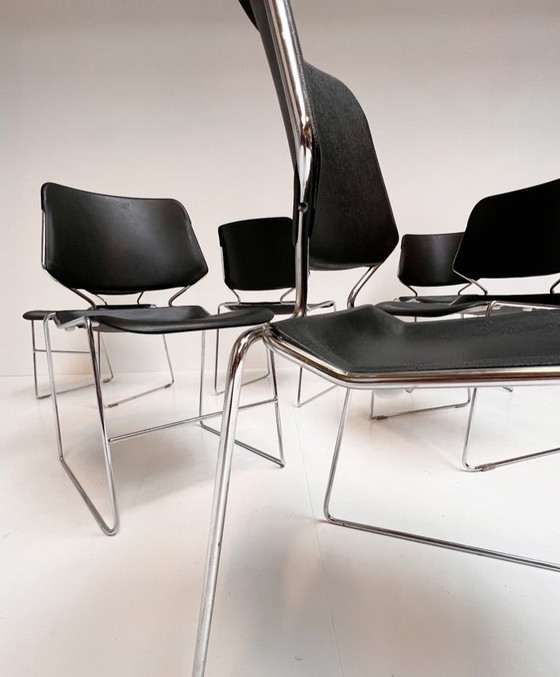 Image 1 of Set of 6 black Matrix Krueger chairs by Thomas Tolleson, 1970s