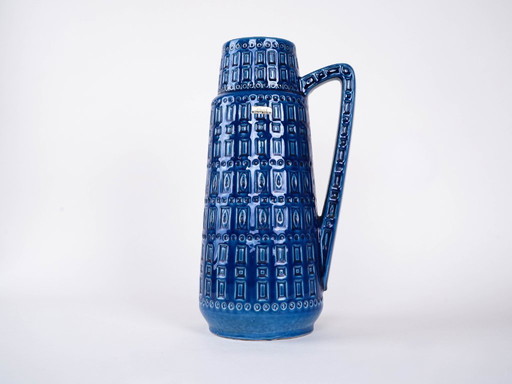 Blaue Keramikvase, deutsches Design, 1960er Jahre, hergestellt von Scheurich