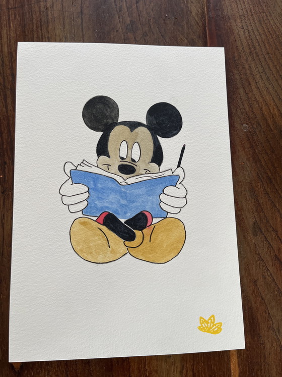 Image 1 of Watercolor illustration of Mickey Mouse, 21x15cm