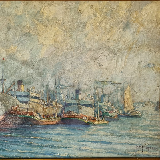 Image 1 of Dutch Harbor View, dipinto antico firmato