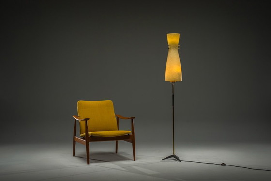 Image 1 of Lampadaire vintage en filigrane avec abat-jour en fibre de verre, Allemagne, années 1950