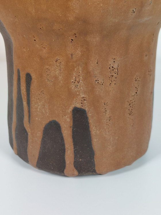 Image 1 of Vaso d'artista in ceramica vintage organica con smalto fluido, anni '80