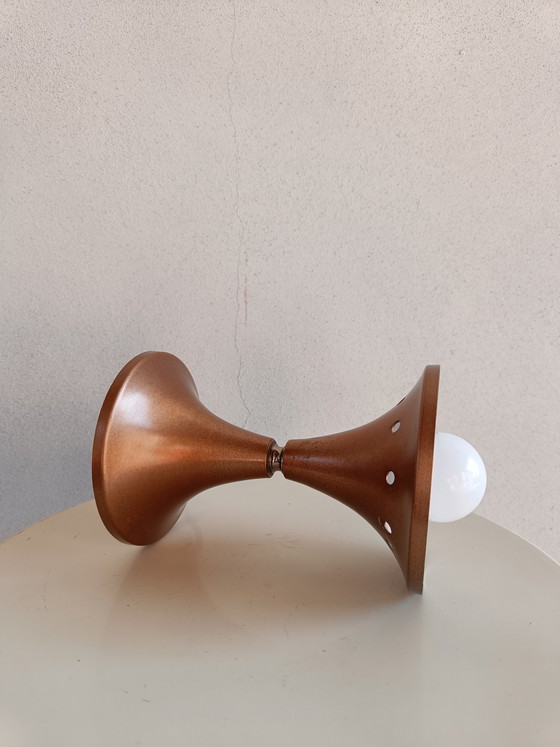 Image 1 of Vintage Space Age Table Lamp in Burnished Metal, 1970s Italian Design