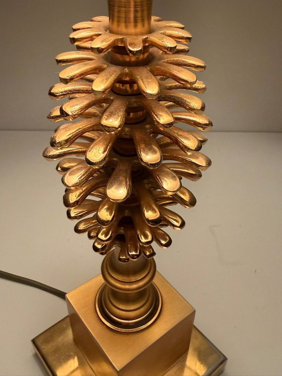 Image 1 of Set of 2 table lamps by Maison Charles, Hollywood Regency, pine cone/pine, France, 1970s