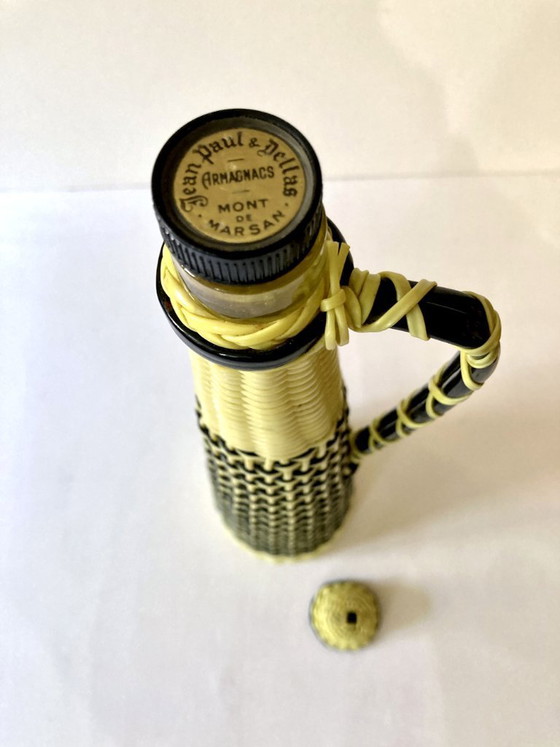 Image 1 of Large yellow and black scoubidou bottle, 1960s