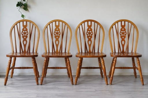 Set de 4 sillas vintage Windsor Wheelback | Años 70/80