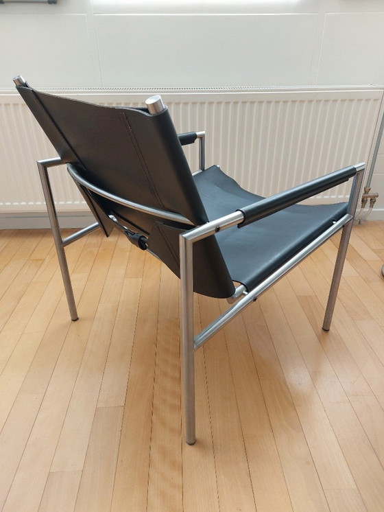 Image 1 of Martin Visser fauteuil Spectrum SZ 02, zwart tuigleer met verchroomd frame