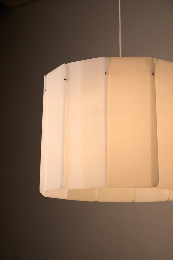Lampada a sospensione a tamburo con pannelli acrilici XL, Germania, anni '70, Cosack Leuchten, Plafoniere (foto 2 di 9)
