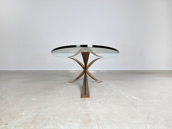 Image 1 of Original vintage coffee table Michel Mangematin bronze glass 1960s