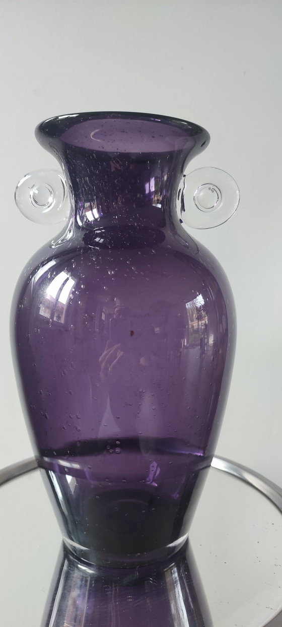 Image 1 of Vase italien vintage en verre d'art soufflé