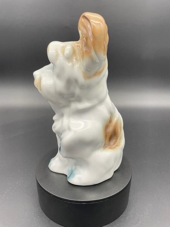 IRIS Romania, Expressive Vintage Porcelain Dog Sculpture, Mid Century, Decorative Objects, Grey (photo 6 of 8)