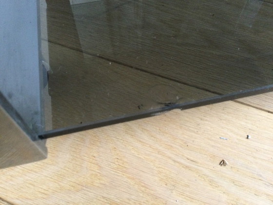 Image 1 of Salontafel / Laag kastje, Italiaans design in gerookt glas en staal