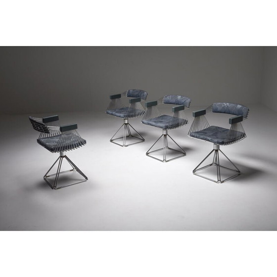 Image 1 of Novalux modern chrome plated steel wire dining set by Rudi Verelst, 1970