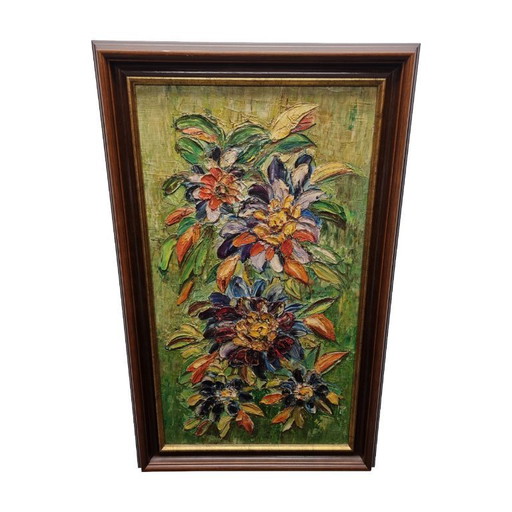 Vintage-Ölgemälde mit Blumen