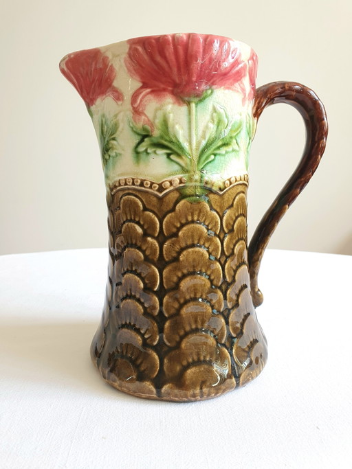 Art Nouveau Barbotine-karaf uit het begin van de 20e eeuw – glazen karaffen, Ceramic